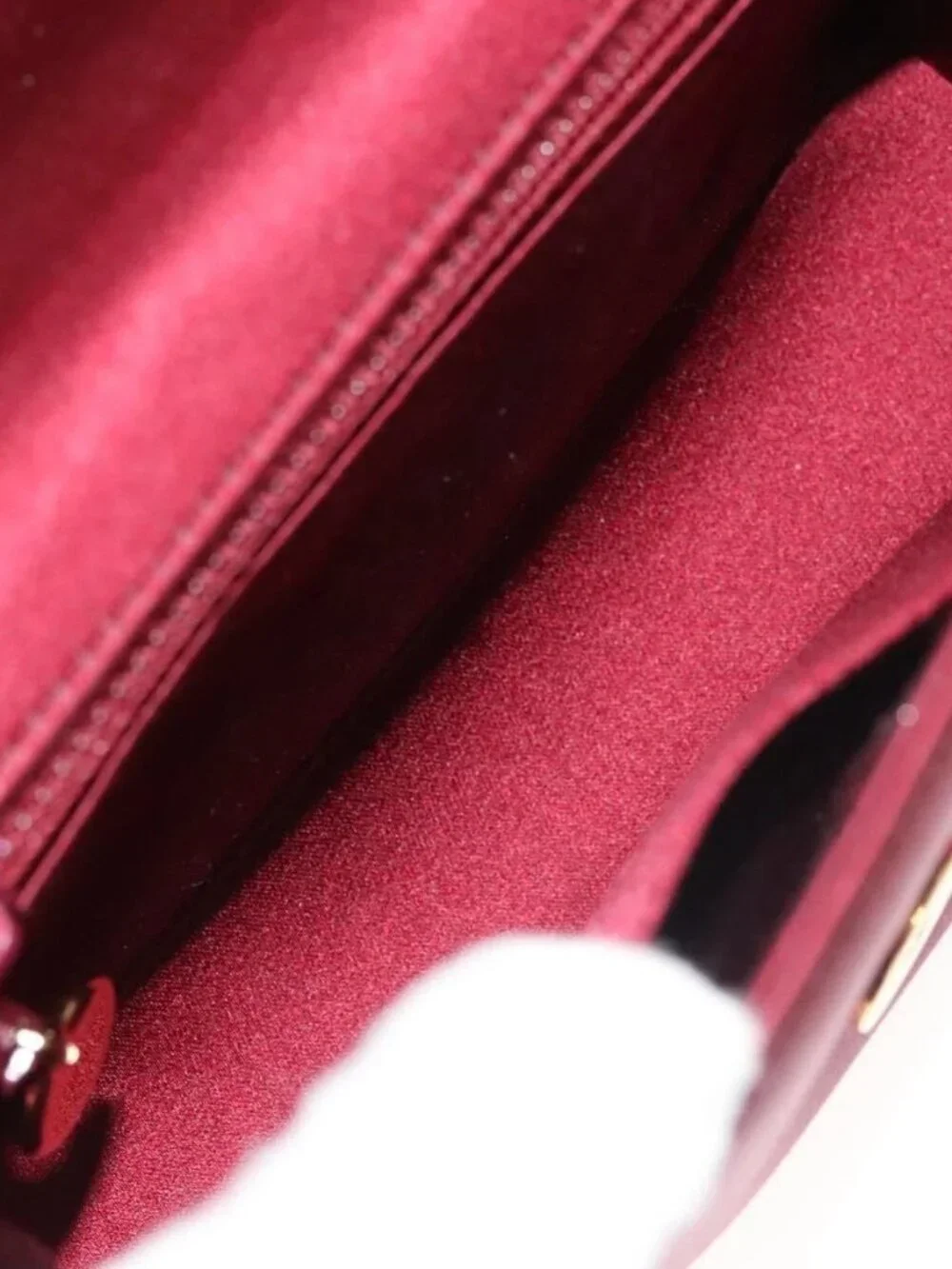 CHANEL Shoulder Bag Satin Red CC Auth bs24300